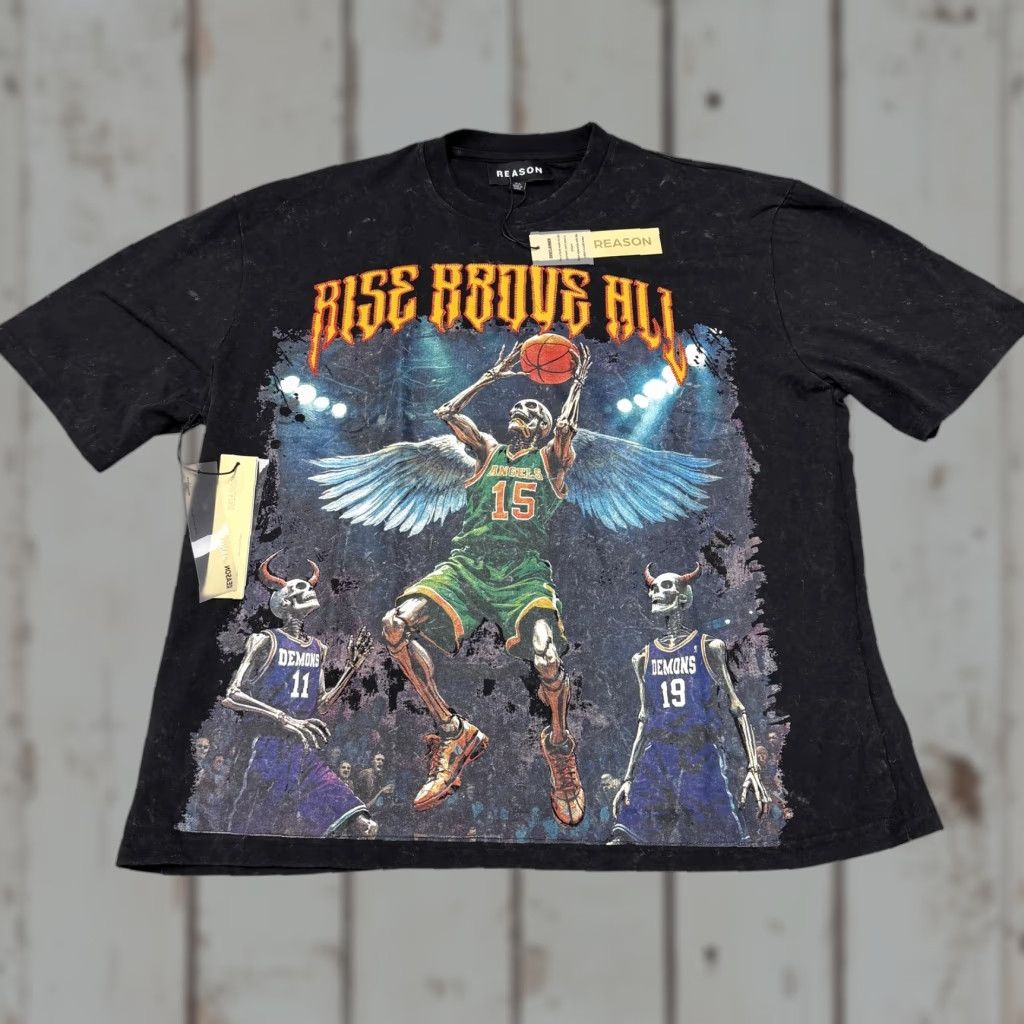 Reason Rise Above Shirt Mens XL Black Reason Basketball Skull Graphic Tee Size US XL / EU 56 / 4 - 1 Thumbnail