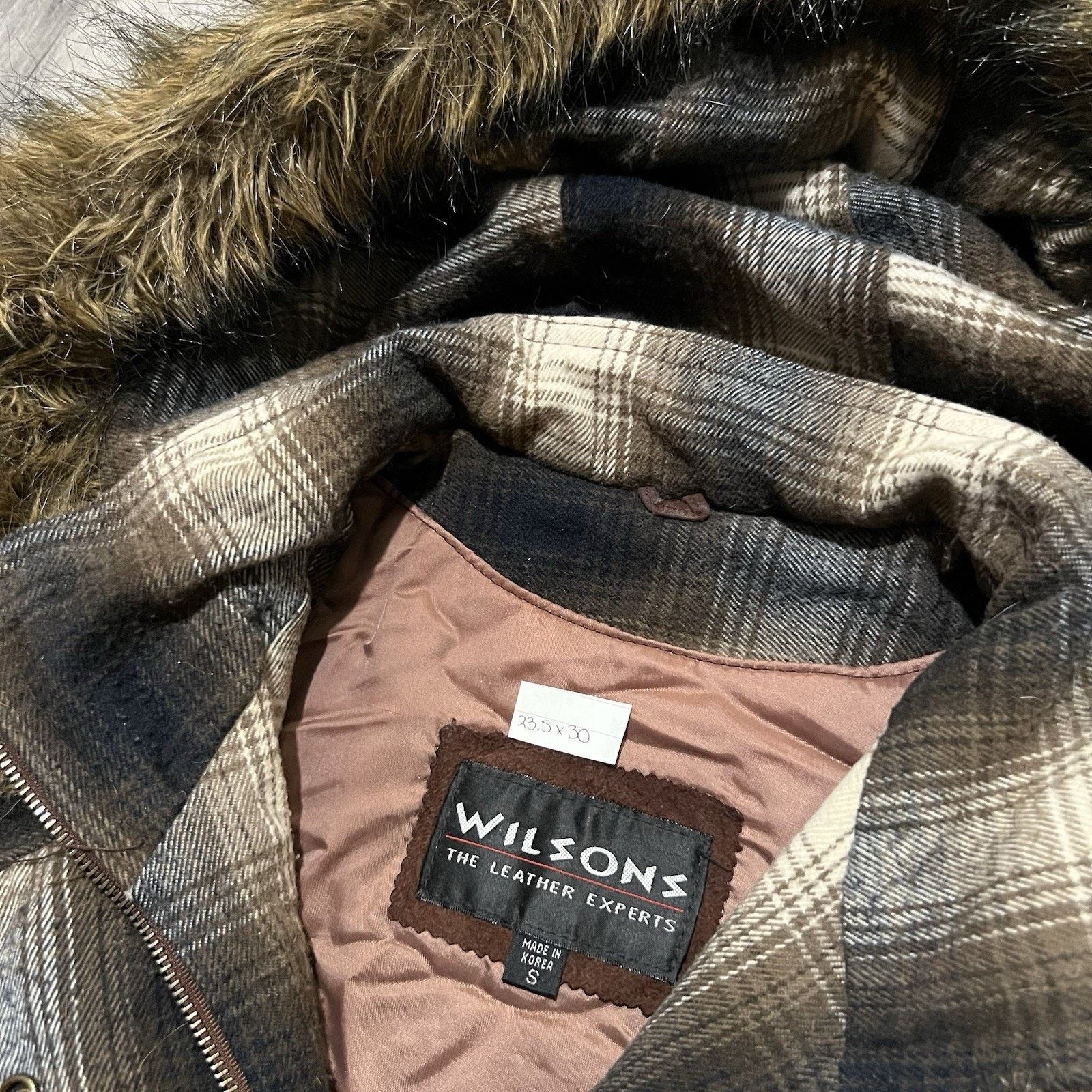 Wilsons Leather VTG Wilsons Brown Leather Patchwork Fur Hood Parka Jacket Size US S / EU 44-46 / 1 - 5 Thumbnail