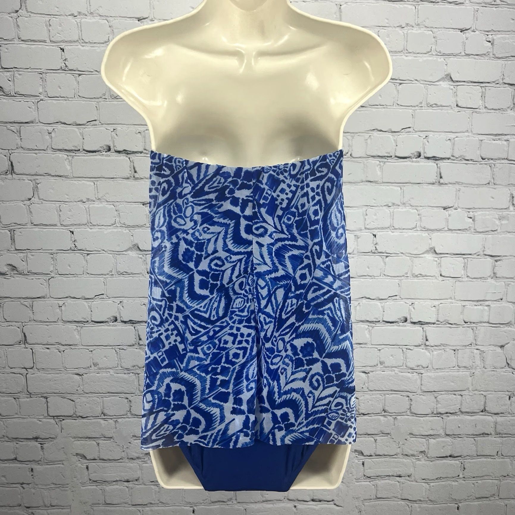 Ralph Lauren Lauren Ralph Lauren Blue Sheer Strapless One Piece Lightly Padded Swimsuit 8 Size ONE SIZE - 2 Thumbnail