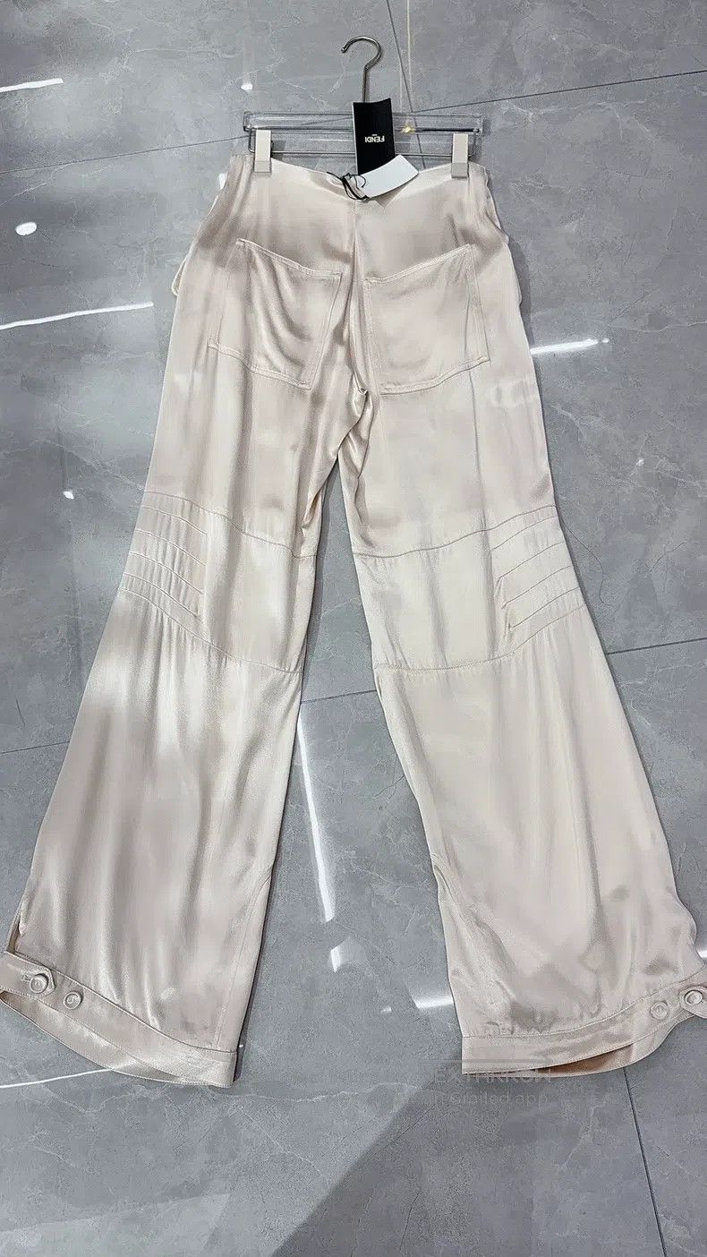 Fendi Fendi Champagne Silk Satin Wide Leg Pants Size 24" / US 00 / IT 34 - 5 Thumbnail