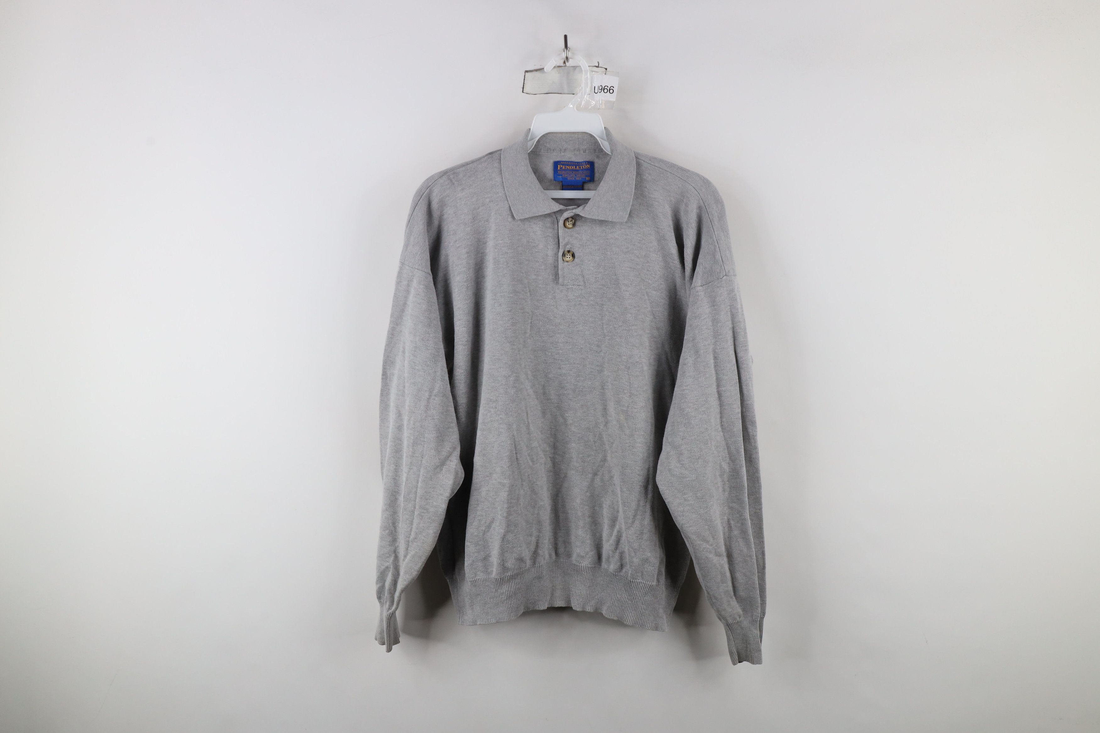 Pendleton × Vintage Vintage Pendleton Cotton Knit Collared Pullover Sweater Gray Size US M / EU 48-50 / 2 - 1 Thumbnail