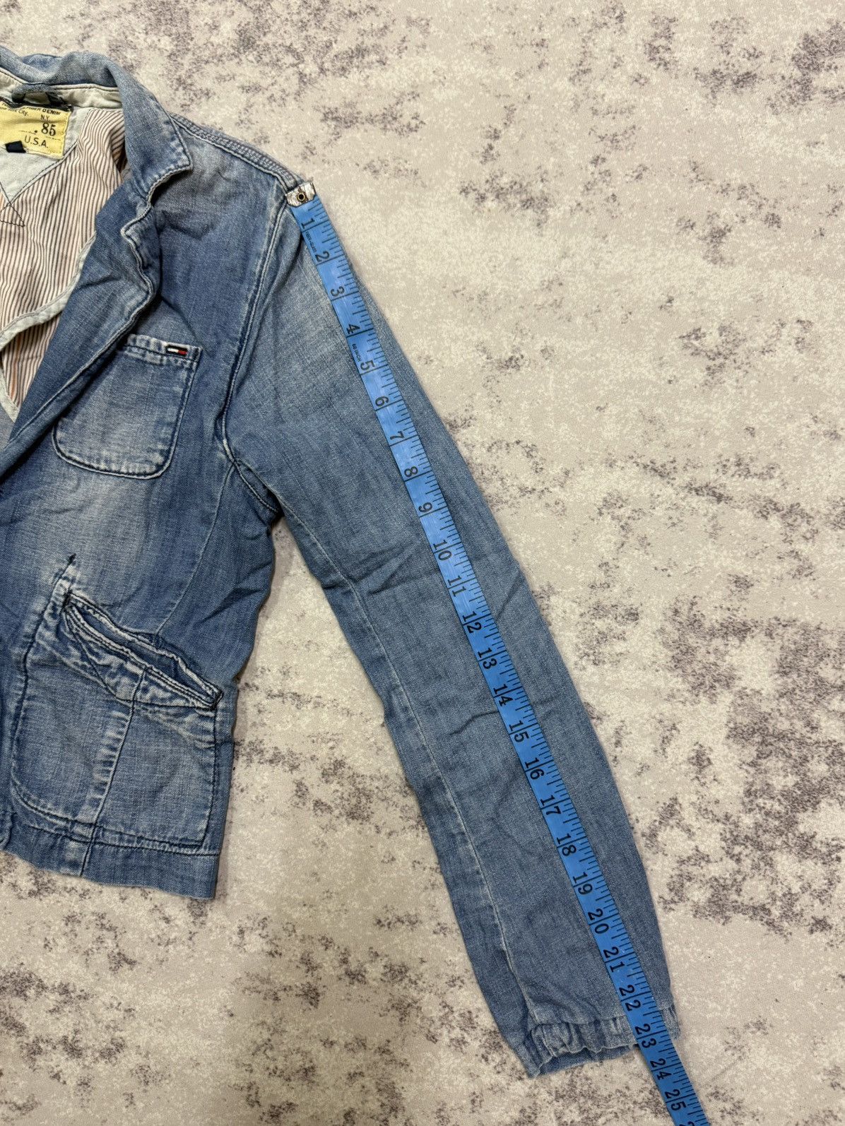 Tommy Hilfiger Tommy Hilfiger light wash denim blazer jacket patch pocket Size XS / US 0-2 / IT 36-38 - 21 Thumbnail