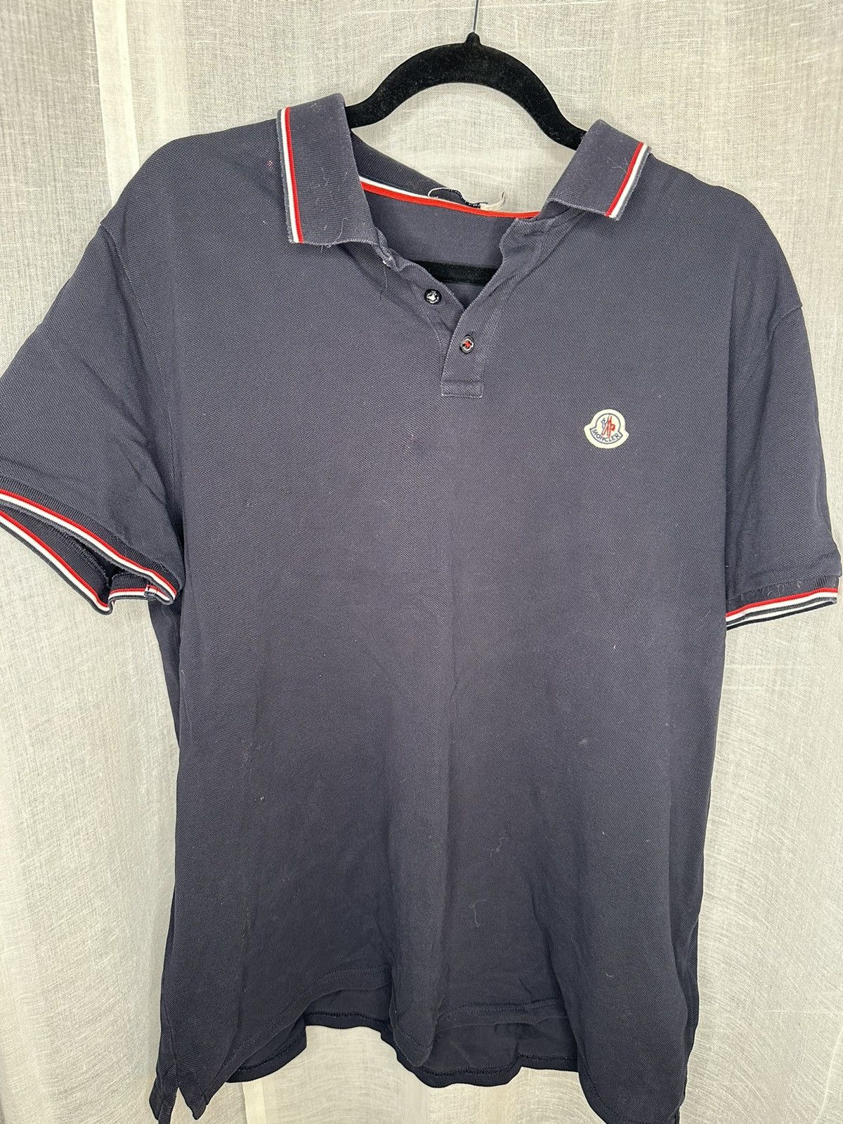 image of Moncler Men’S Polo XL (Fits Like Large) Used in Navy, Men's