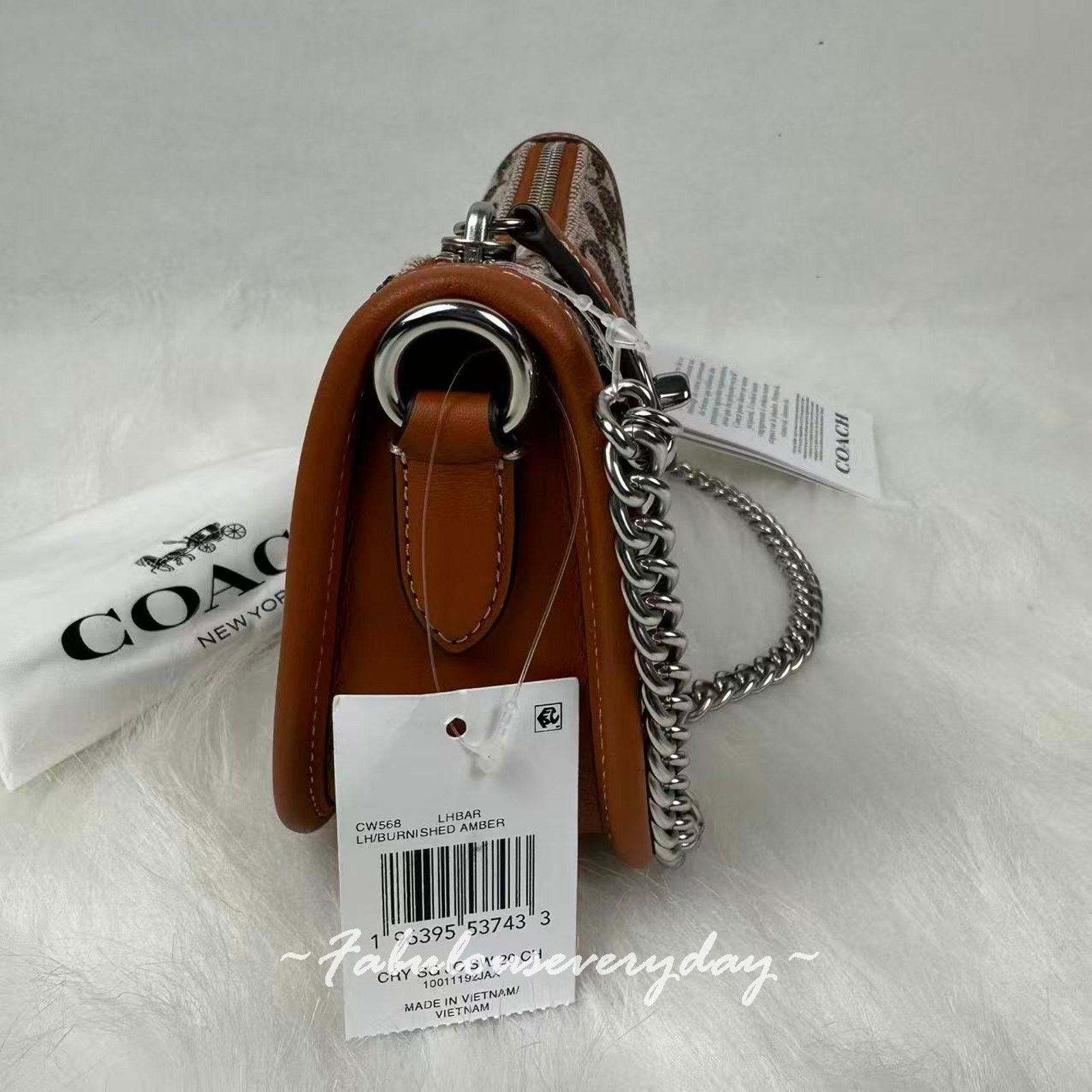 Coach Coach Swinger 20 Chain Crystal Sig Jacquard/Burnished Amber Size ONE SIZE - 6 Thumbnail