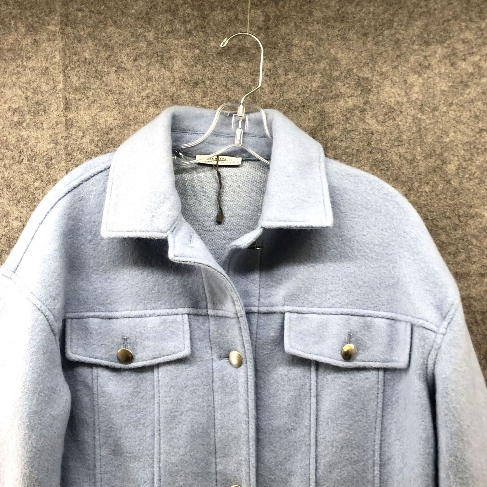 Zara VINTAGE Zara Oversized Shacket Womens S Dusty Blue Wool Blend Chore Jacket Soft Thick Size S / US 4 / IT 40 - 3 Thumbnail