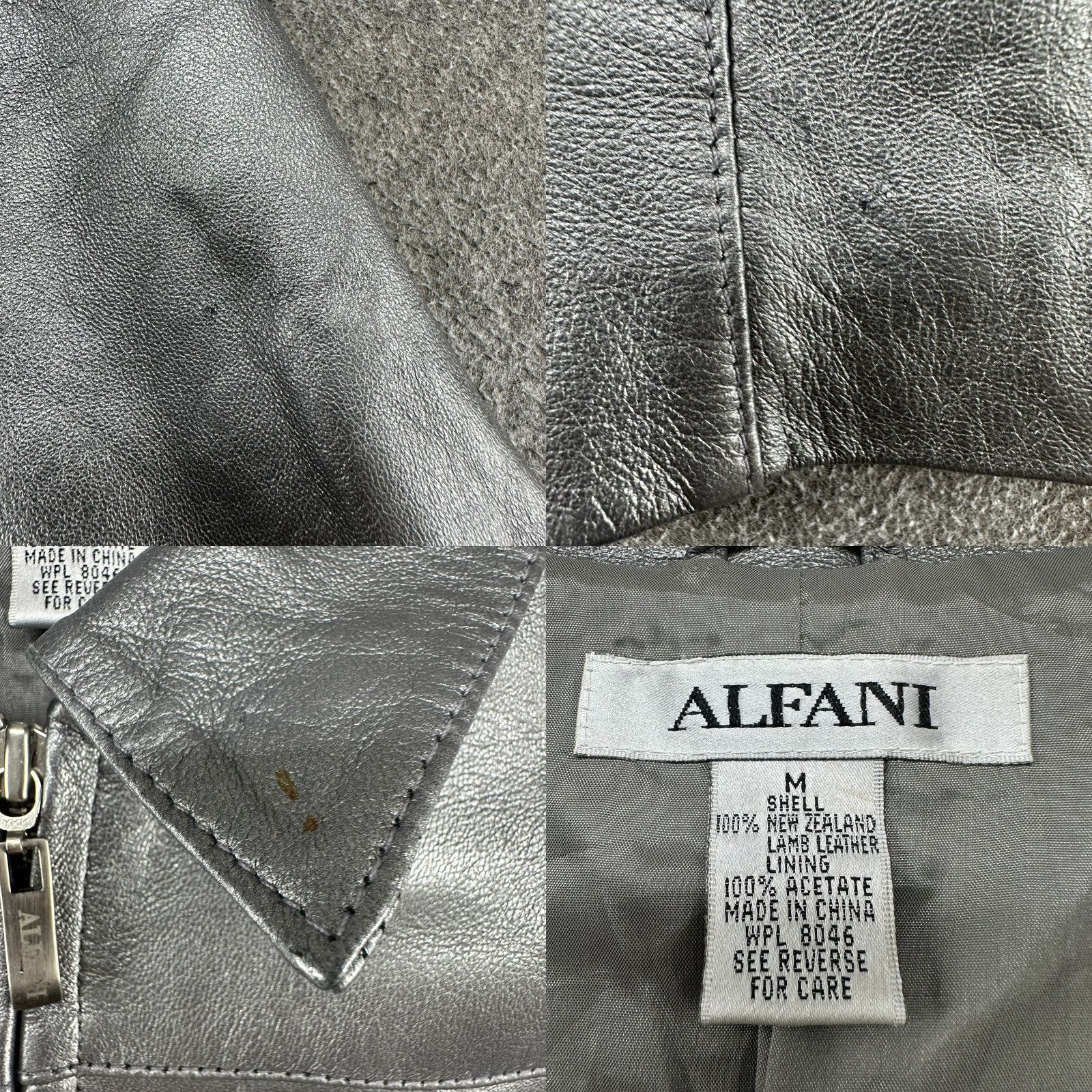 Alfani VINTAGE Alfani Jacket Womens M Silver Full Zip Lined Long 90s Jacket Size M / US 6-8 / IT 42-44 - 8 Thumbnail