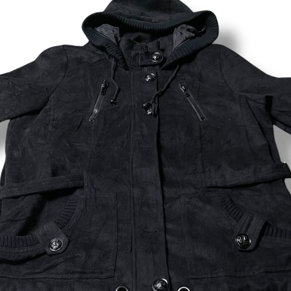If Six Was Nine × Japanese Brand × Yasuyuki Ishii CRAZY ANGEL BUTTON UP ZIPPER PUNK GOTHIC WOOL HOODIE JACKET Size US XXL / EU 58 / 5 - 5 Thumbnail