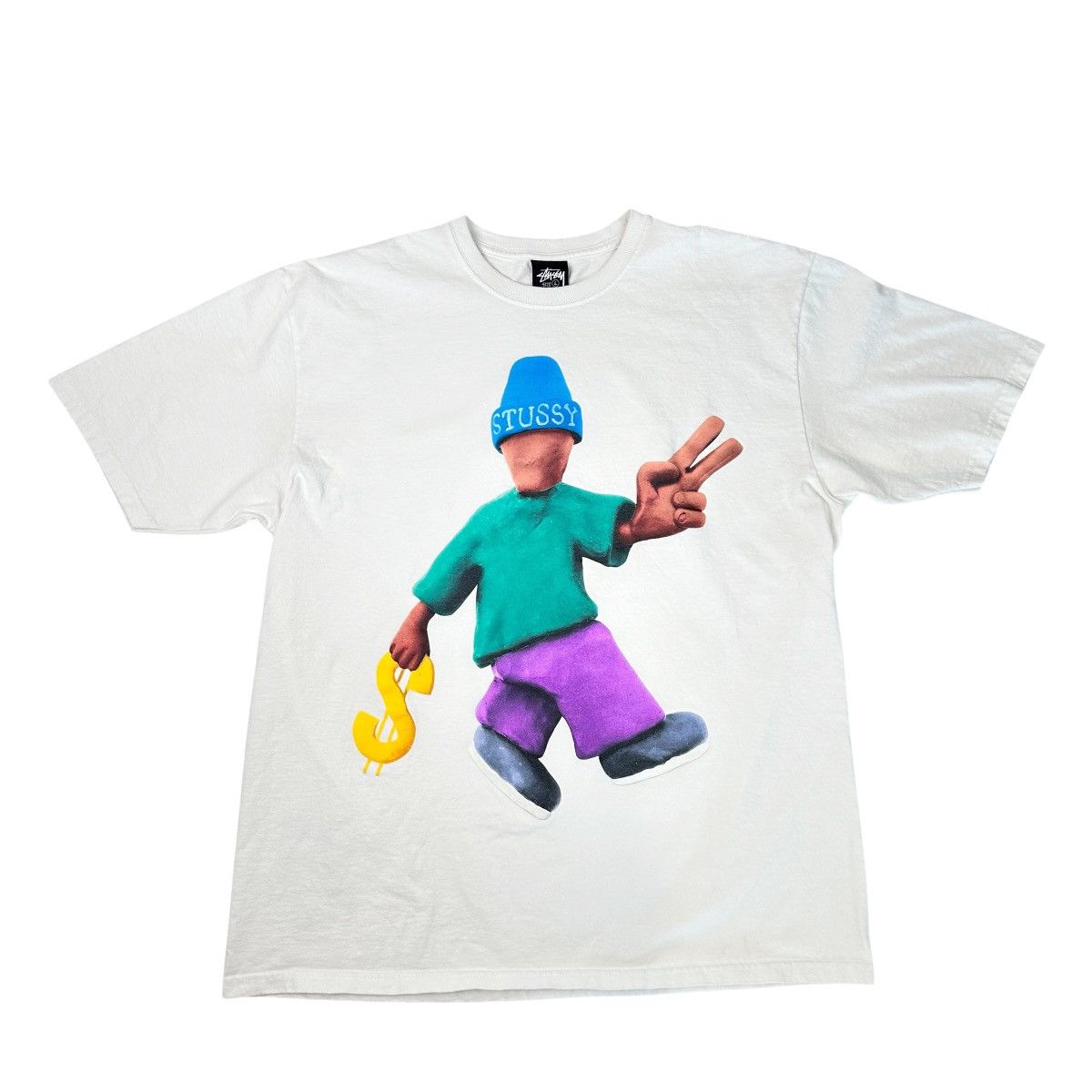 美品　Stussy & Denim Tears Tee Lサイズ Stussy Denim Tears Farmers Blvd Tee - メルカリ