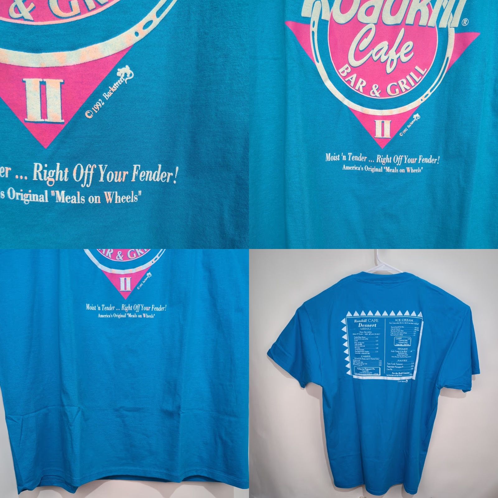 Jerzees VINTAGE Roadkill Cafe T Shirt Glow In The Dark New USA Made 2XL XXL Blue Jerzees Shirt Mens 90s Glow Size US XXL / EU 58 / 5 - 8 Thumbnail
