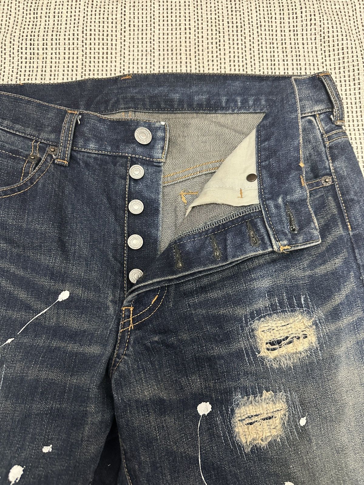 Takeo Kikuchi 🔥🔥🔥SICK ART SPLATTER TAKEO KIKUCHI🇯🇵DENIM PANTS Size US 32 / EU 48 - 4 Thumbnail