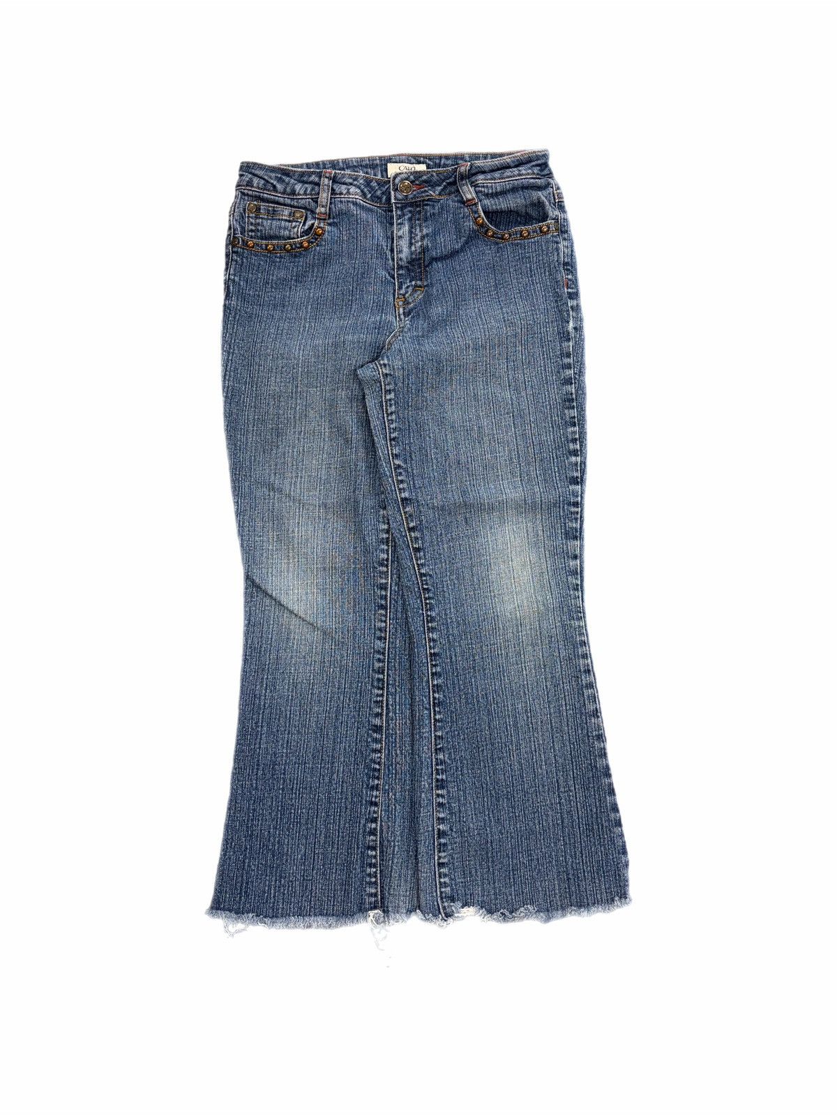Other Cato Girls Jeans Denim Long Raw Hem Butterfly Studded Size 38" / US 16 / IT 52 - 2 Thumbnail