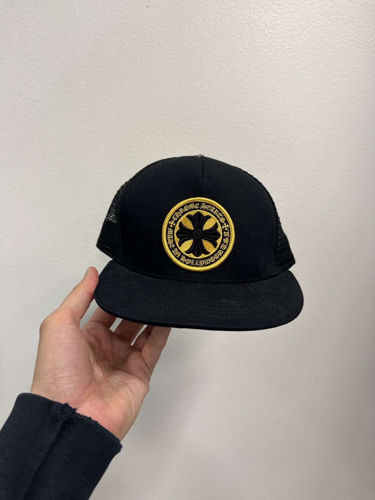 Chrome Hearts Chrome Hearts Black Yellow Plus Cross Seal Stamp Trucker Hat Size ONE SIZE - 1 Thumbnail