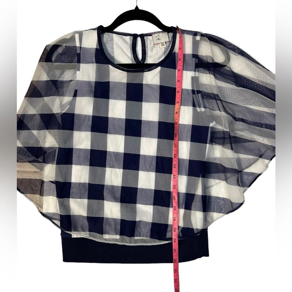 Designer Anthropologie l Postmark Elsie Gingham Poncho/Cape Top XS Size XS / US 0-2 / IT 36-38 - 4 Thumbnail