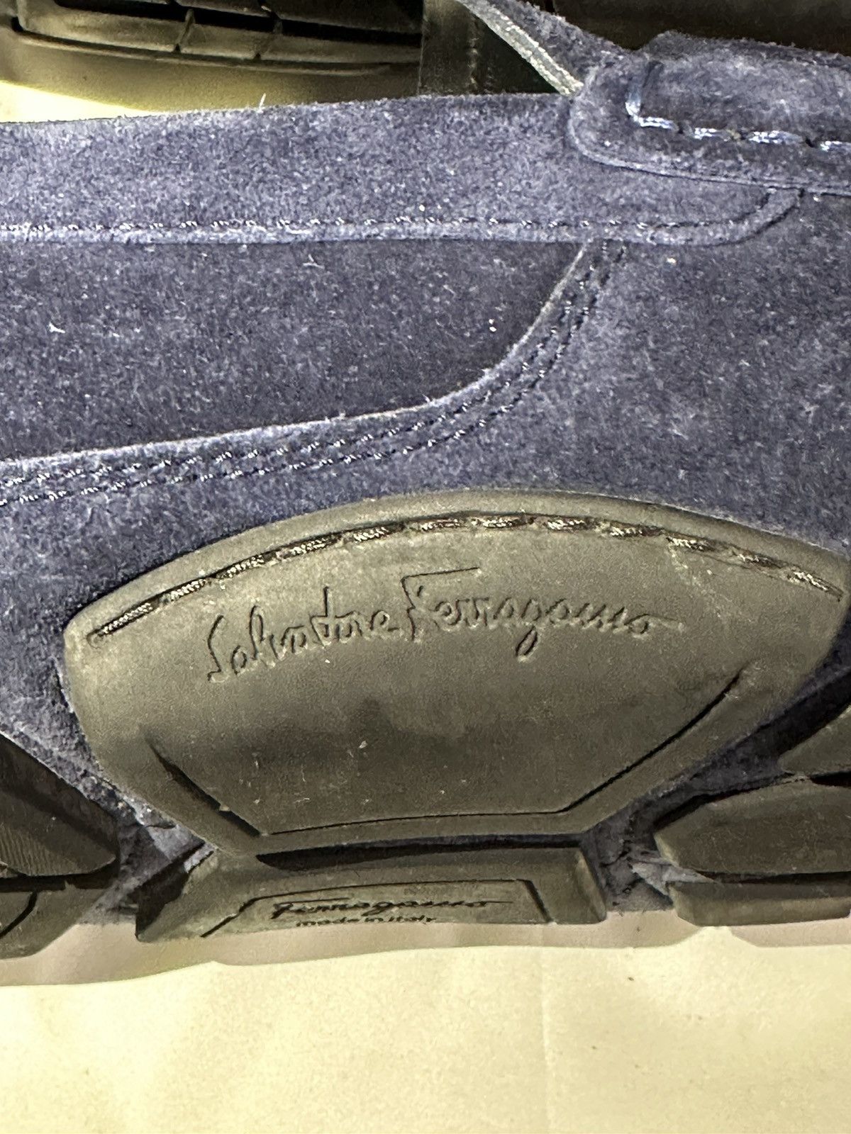 Salvatore Ferragamo Navy Blue Suede Mocasines Size US 11.5 / EU 44-45 - 9 Thumbnail