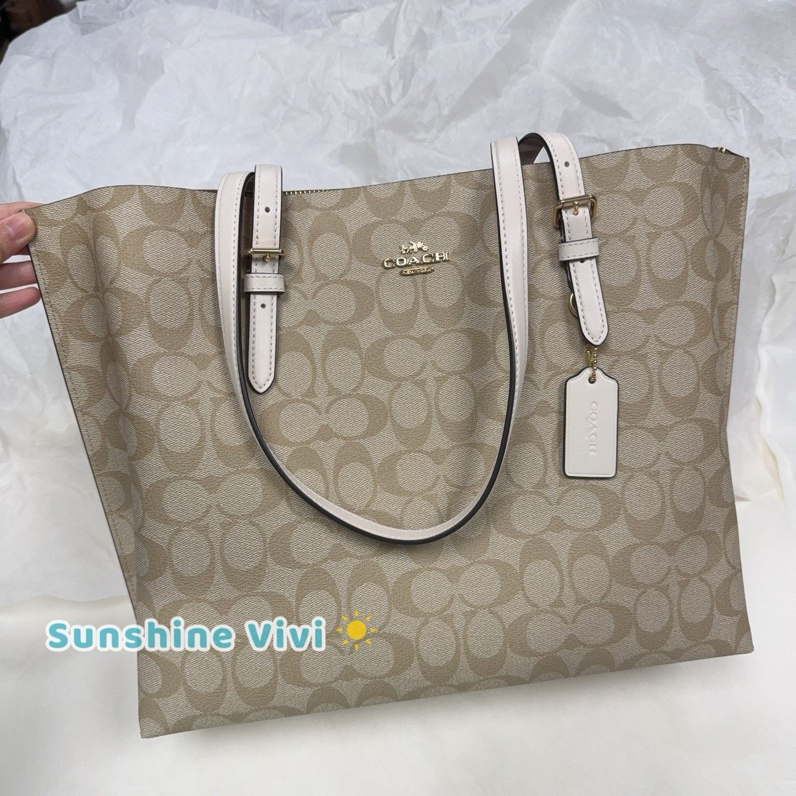 Coach NWT COACH 1665 Mollie Tote Bag Gold/Leather Light Khaki Size ONE SIZE - 6 Thumbnail