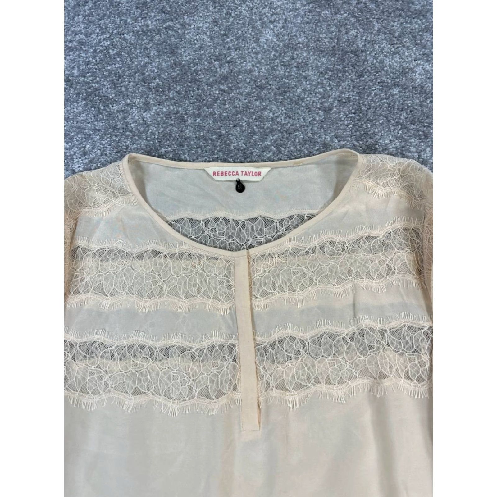 Rebecca Taylor Rebecca Taylor Shirt Womens 8 Brown Silk Lace Blouse Size M / US 6-8 / IT 42-44 - 2 Thumbnail