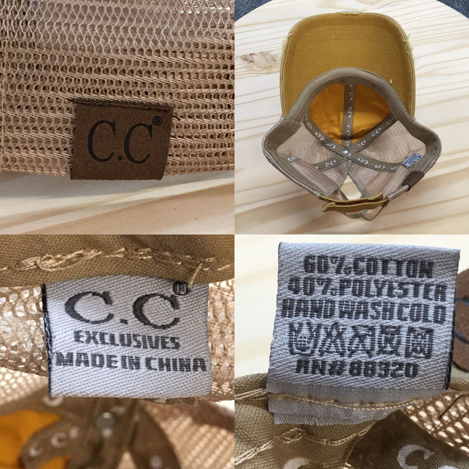 Vintage Womens Trucker Hat CC Exclusives Distressed High Ponytail Gold OS Cap Casual Adjustable Mesh Back Ready-to-Wear Size ONE SIZE - 8 Thumbnail