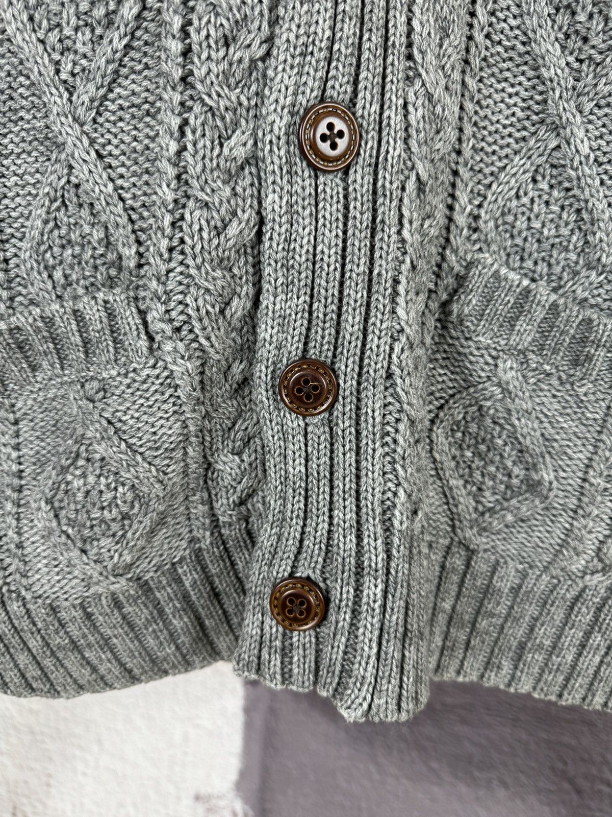 Japanese Brand × Takeo Kikuchi × Vintage TK Takeo Kikuchi vintage grey shawl neck cable knit cardigan Size US S / EU 44-46 / 1 - 5 Thumbnail