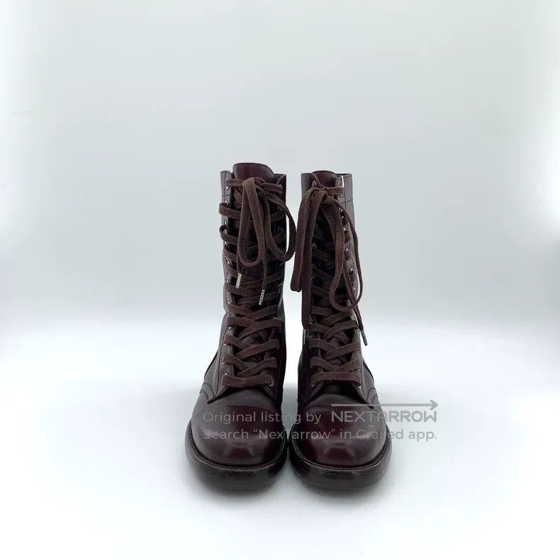 Chanel Chanel Dark red leather lace-up casual flat boots Martin b Size US 6.5 / IT 36.5 - 3 Thumbnail