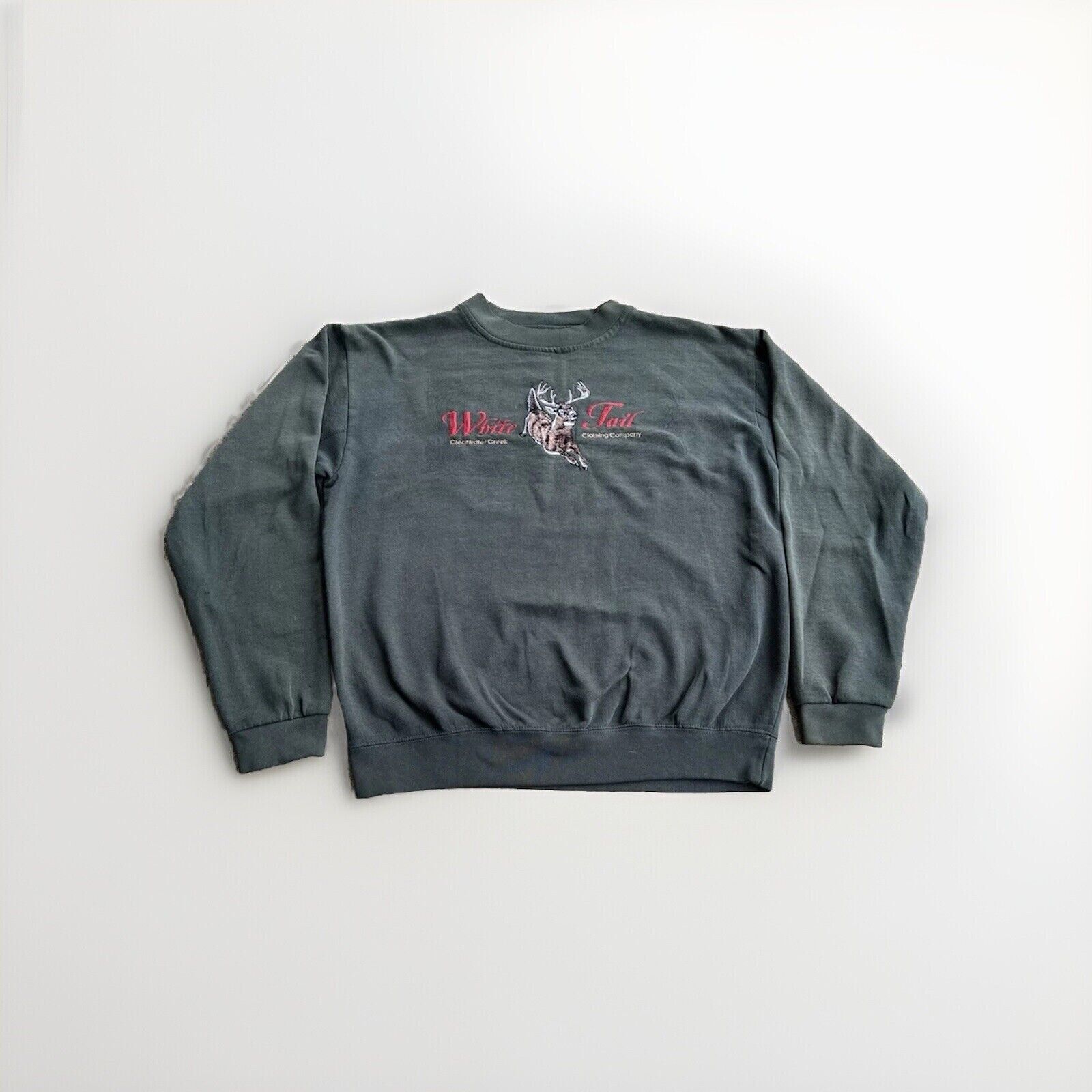 Vintage Vintage Y2K White Tail Embroidered Deer Green Sweatshirt Size US L / EU 52-54 / 3 - 1 Thumbnail