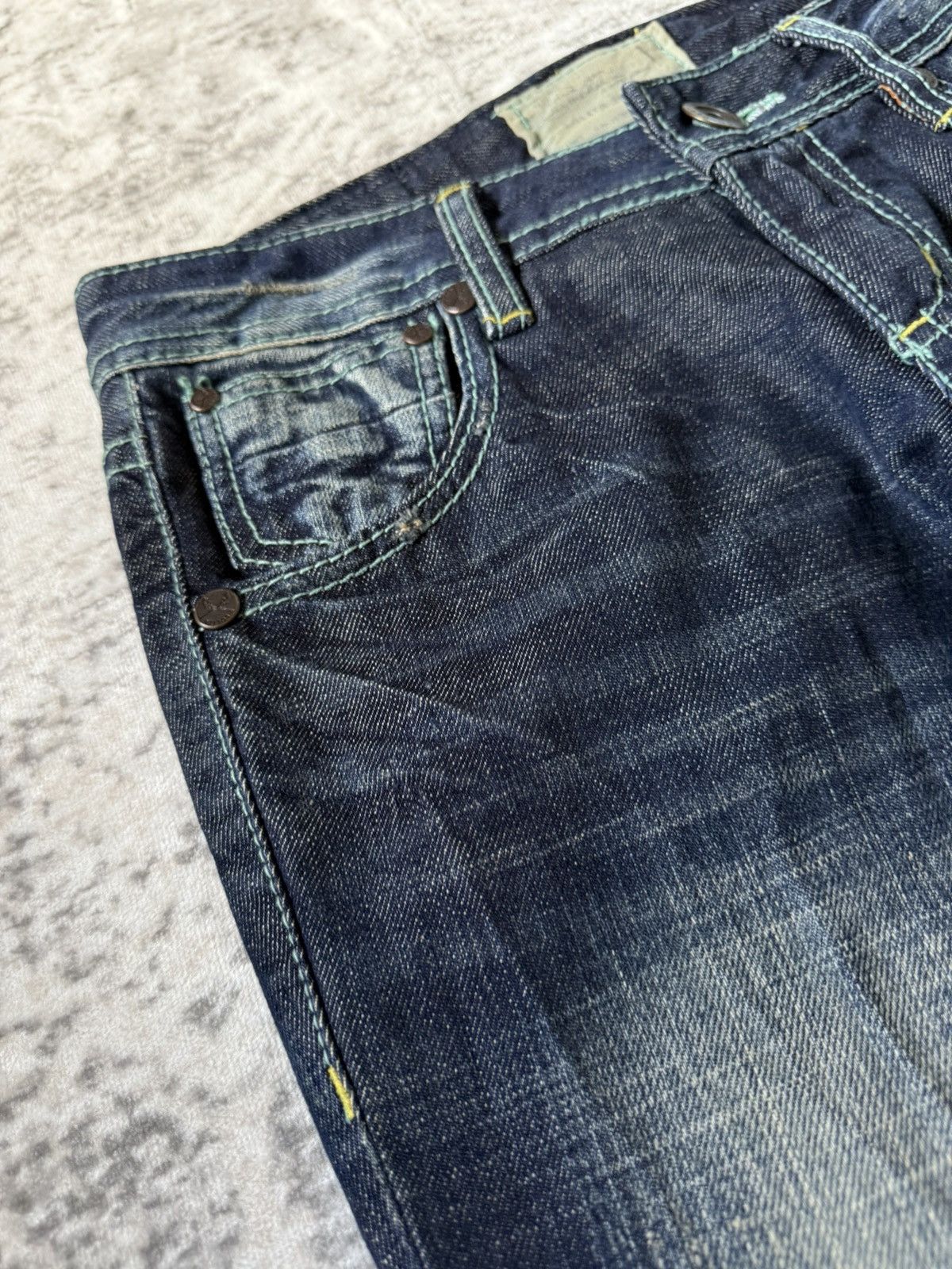 Fad Three × Japanese Brand × Le Grande Bleu (L.G.B.) Yoshitomo Lolita Muddy Wash Wrinkle Texture Flared Jeans Size US 28 / EU 44 - 12 Thumbnail