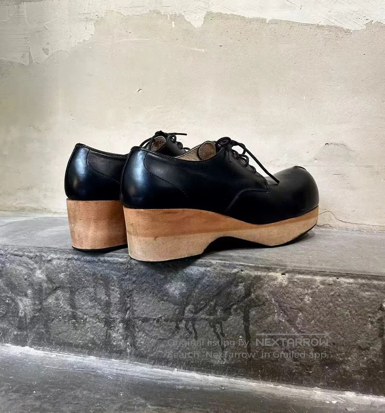 Masaki Matsushima Masaki Matsushima 1994 Wooden Sole Leather Boots. Size US 7 / IT 37 - 4 Thumbnail