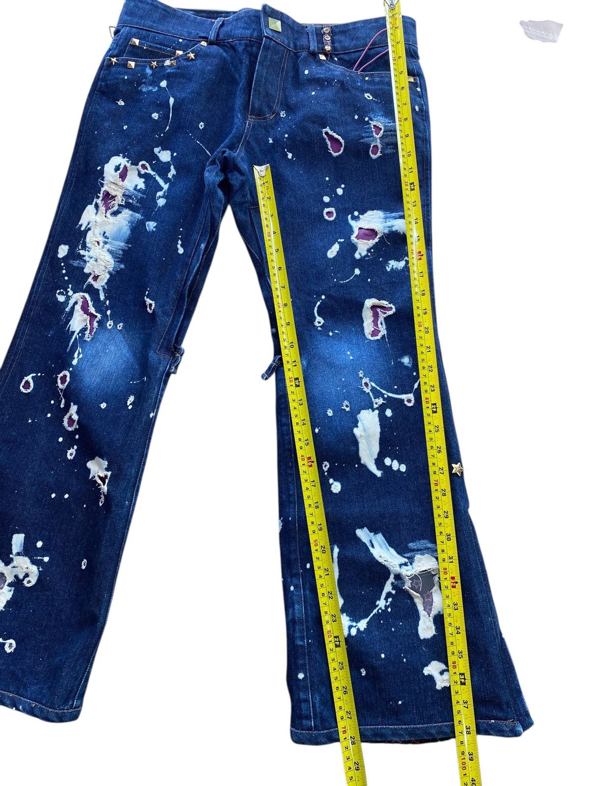 Japanese Brand Japanese Brand Paint Splatter Style Flare Denim Size US 36 / EU 52 - 8 Thumbnail