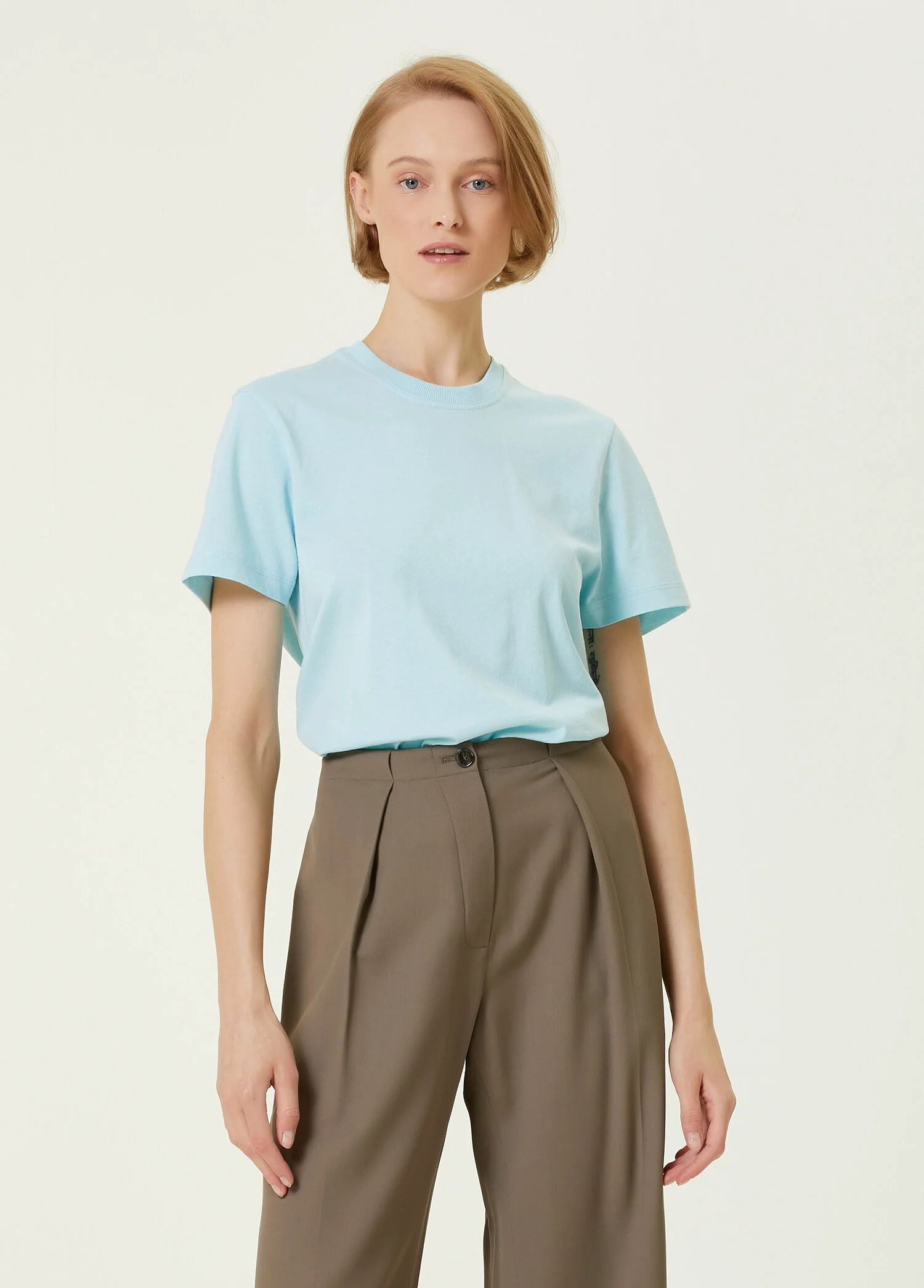 Bottega Veneta BOTTEGA VENETA Sunrise light blue cotton t-shirt Large q Size L / US 10 / IT 46 - 1 Thumbnail
