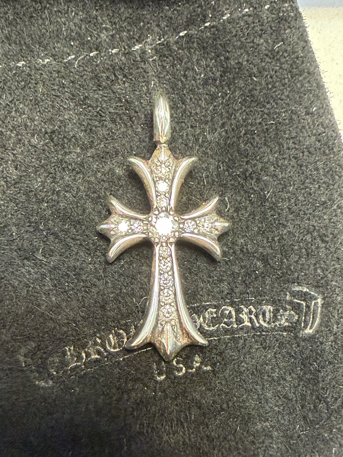 Chrome Hearts Tiny Cross Charm Silver with Pave Diamond Size ONE SIZE - 13 Thumbnail