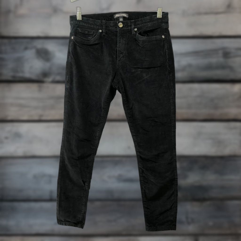 Banana Republic Banana Republic Pants Womens 27 Black Velvet Skinny Mid Rise Stretch Size 27" / US 4 / IT 40 - 1 Thumbnail