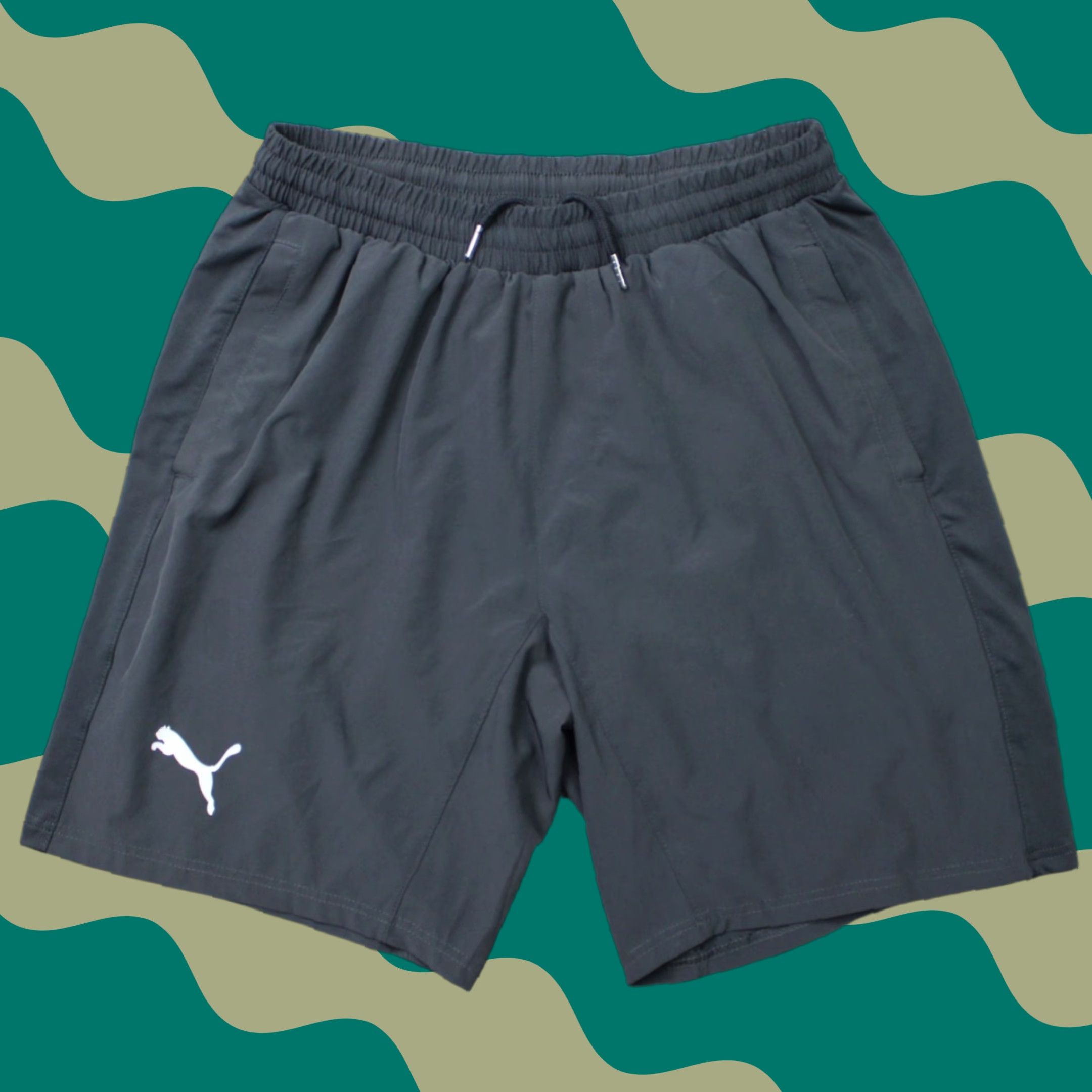 Puma PUMA Shorts Mens Large Black Fully lined Running Drawstring Polyester Stretch Size US 33 - 1 Thumbnail