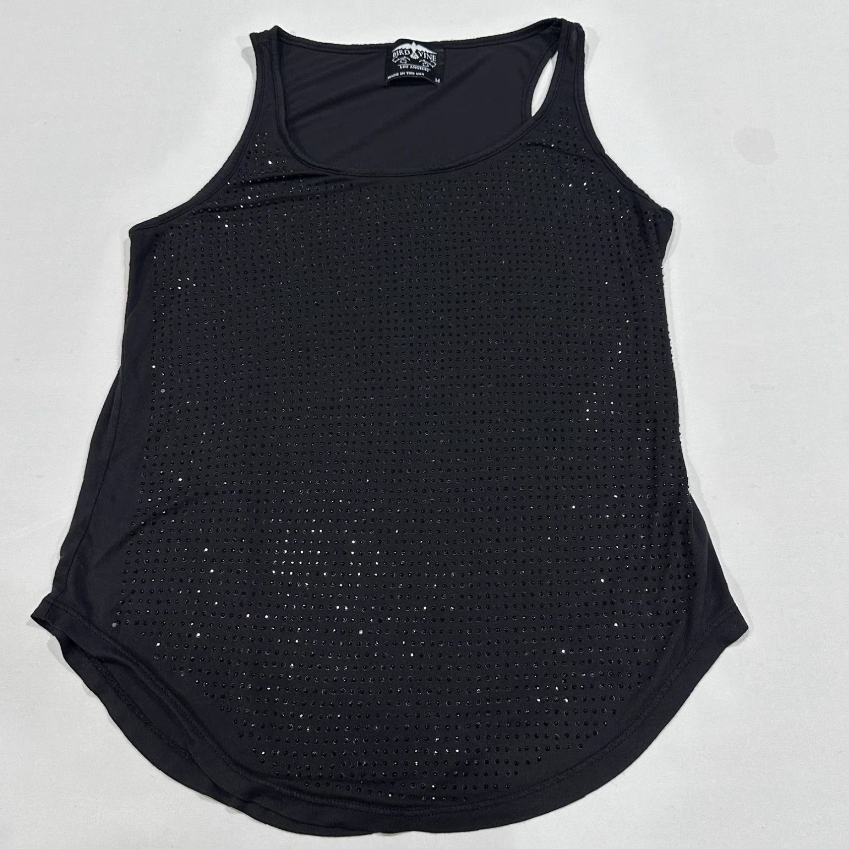 Vintage Bird Vine Tank Womens M Black Scoop Neck Bling Goth Punk Emo Grunge Made In USA Size M / US 6-8 / IT 42-44 - 2 Thumbnail