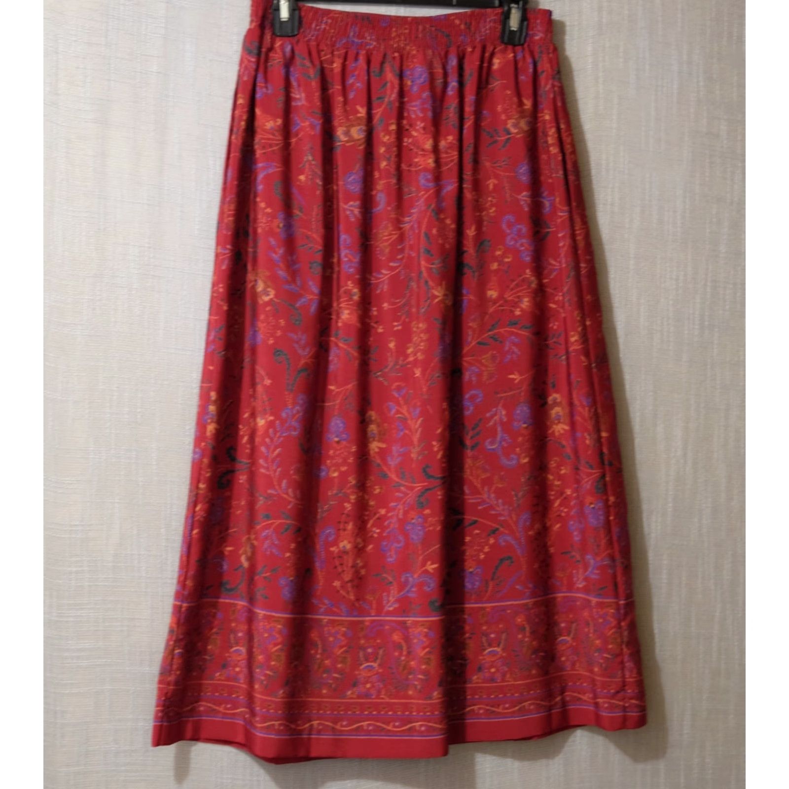Jantzen **JANTZEN Classics Dark Red Floral Pleated Midi Skirt Women's 10** User: Vintage JANTZEN Classics Dark Red Floral Pleated Midi Skirt Women's 10 Size 32" / US 10 / IT 46 - 4 Thumbnail