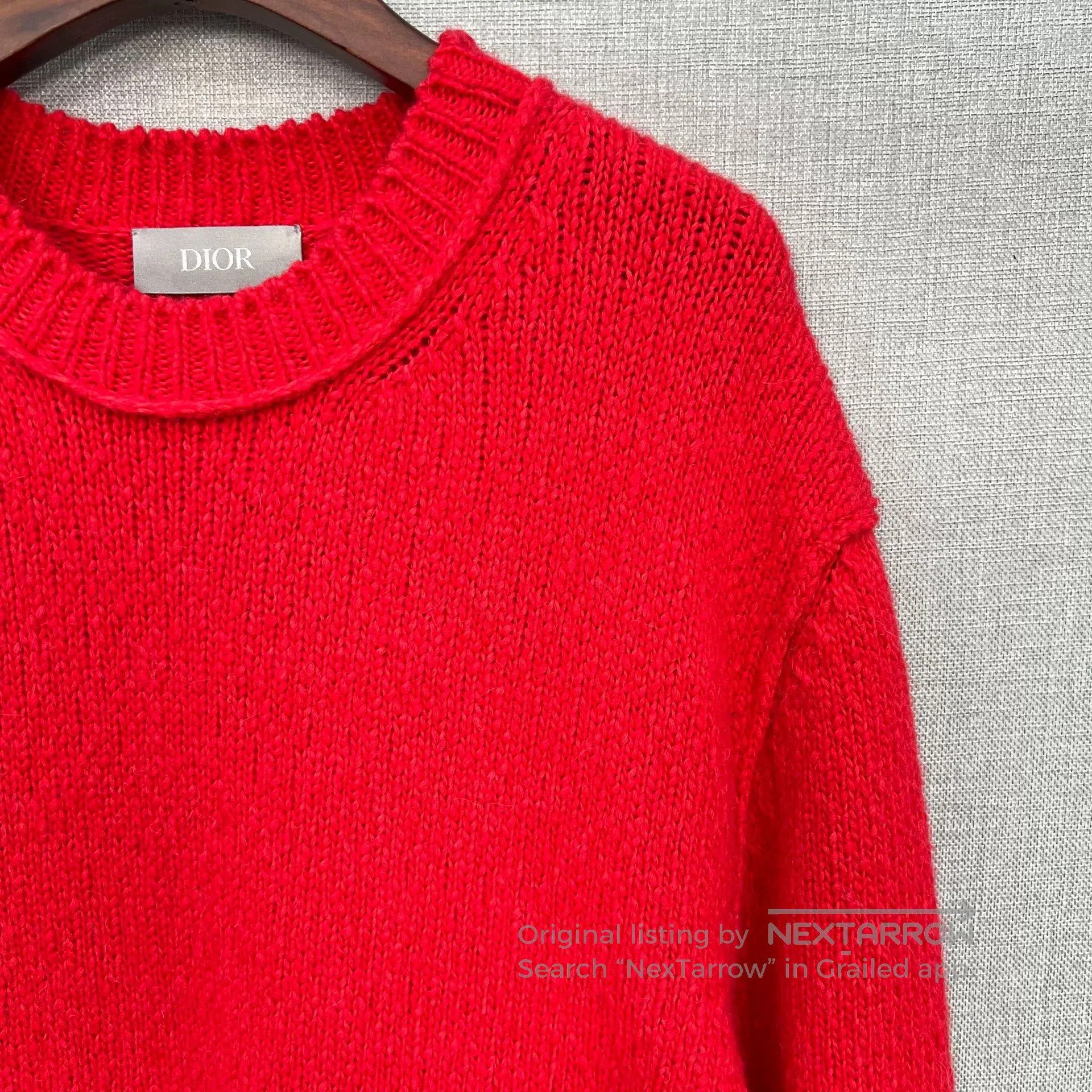 Dior Dior Red Embroidered Logo Flocked Dinosaur Sweater. Size US L / EU 52-54 / 3 - 3 Thumbnail