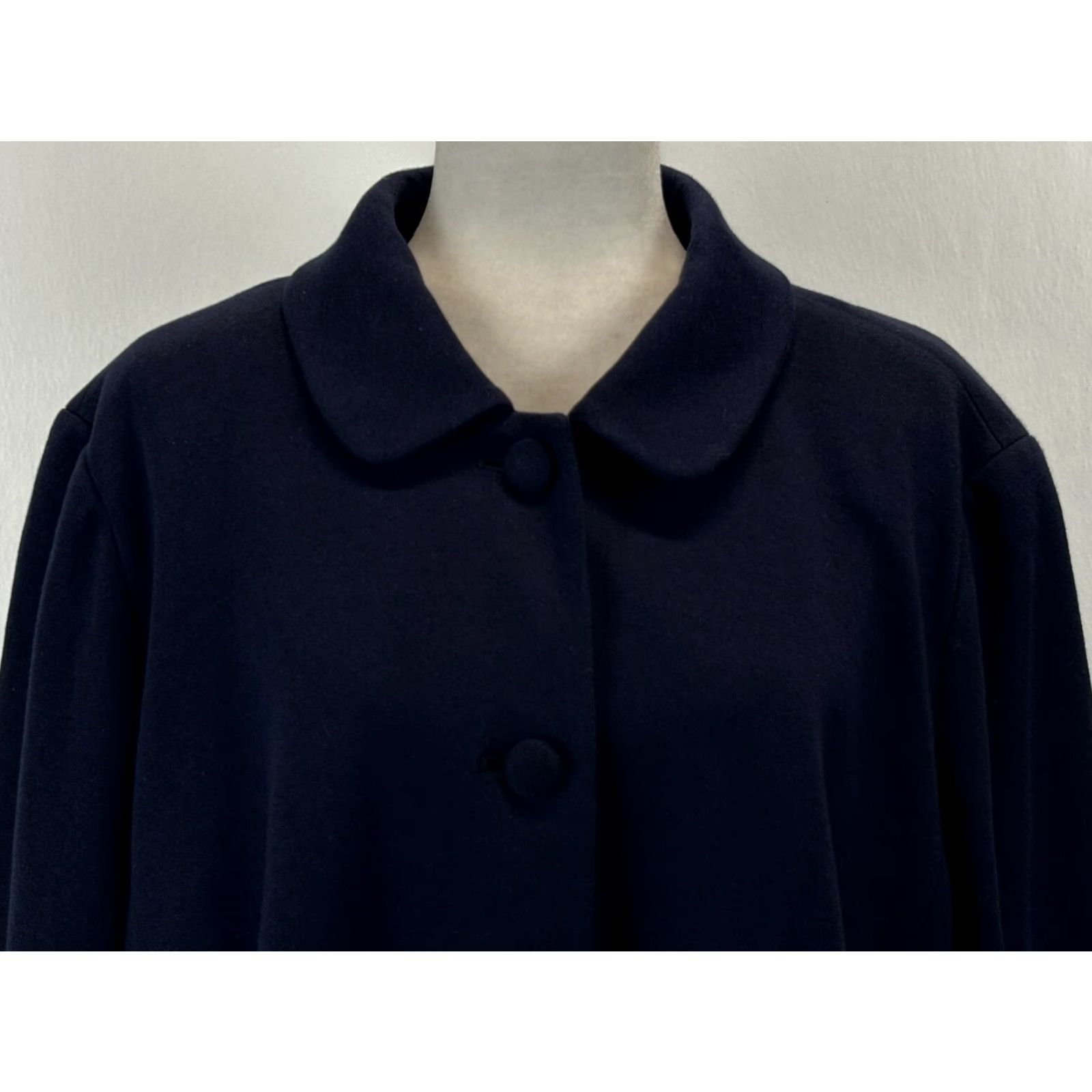Talbots Talbots Plus Size 22W Navy Button-Up Jacket with Peter Pan Collar - Women's Cotton Blend Casual Outerwear Size 3XL / US 20-22 - 5 Thumbnail