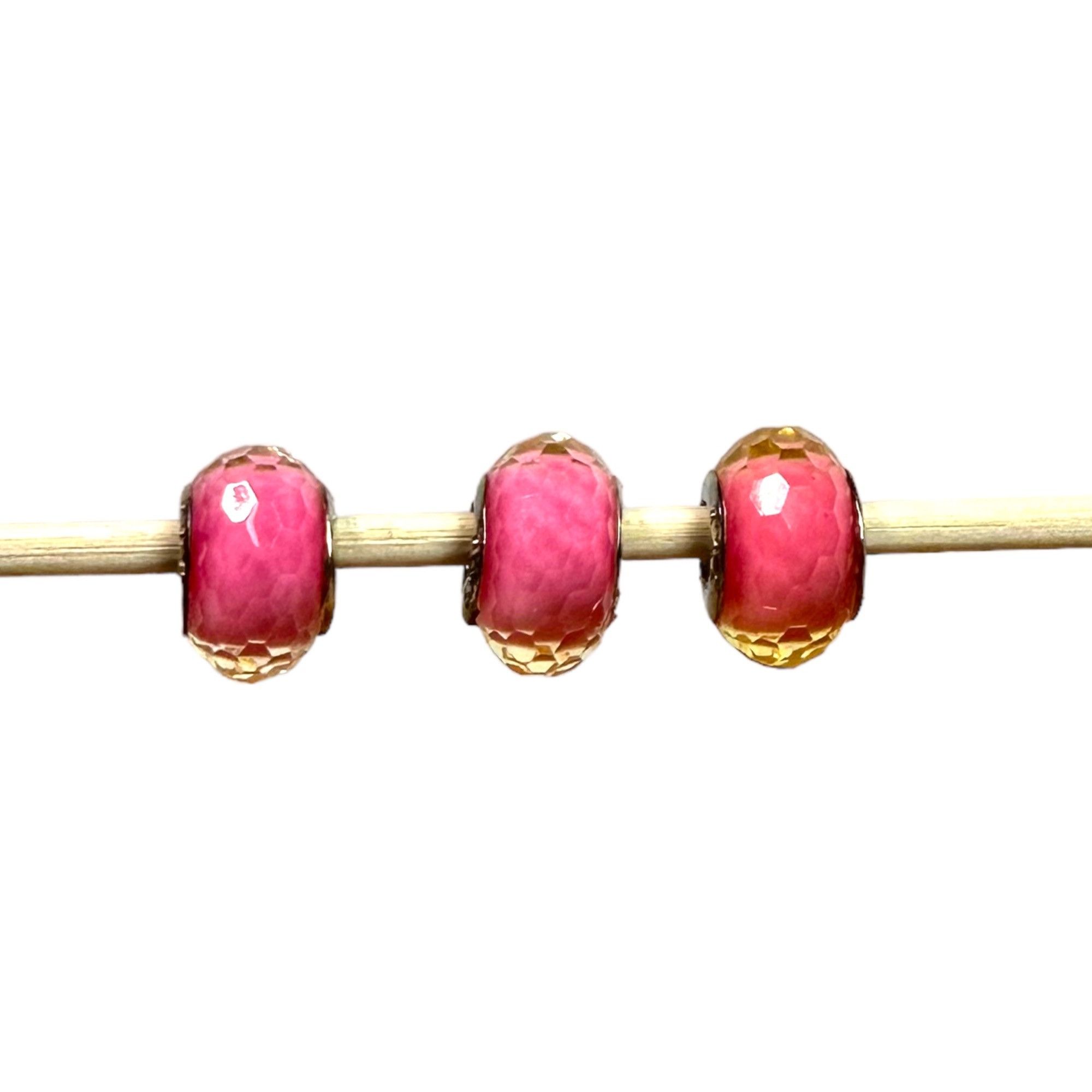 Designer 925 Glass & Enamel Lg Hole Beads Faceted GUC Sterling Silver Size ONE SIZE - 1 Thumbnail