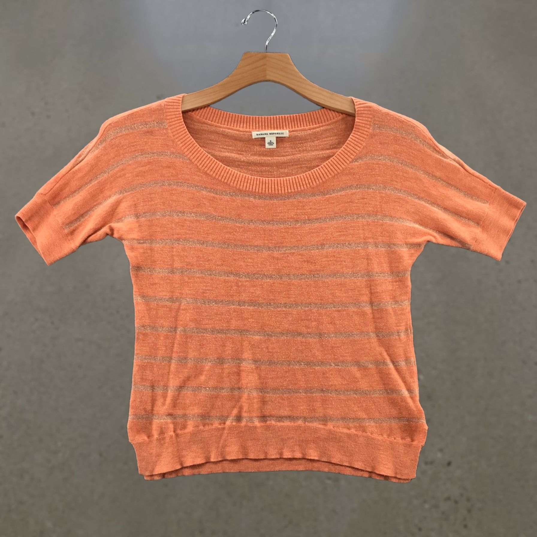 Banana Republic Banana Republic Sweater Womens S Orange Cotton Blend Knit Short Sleeve Crew Neck Pullover Classic Casual Womens Size S / US 4 / IT 40 - 1 Thumbnail