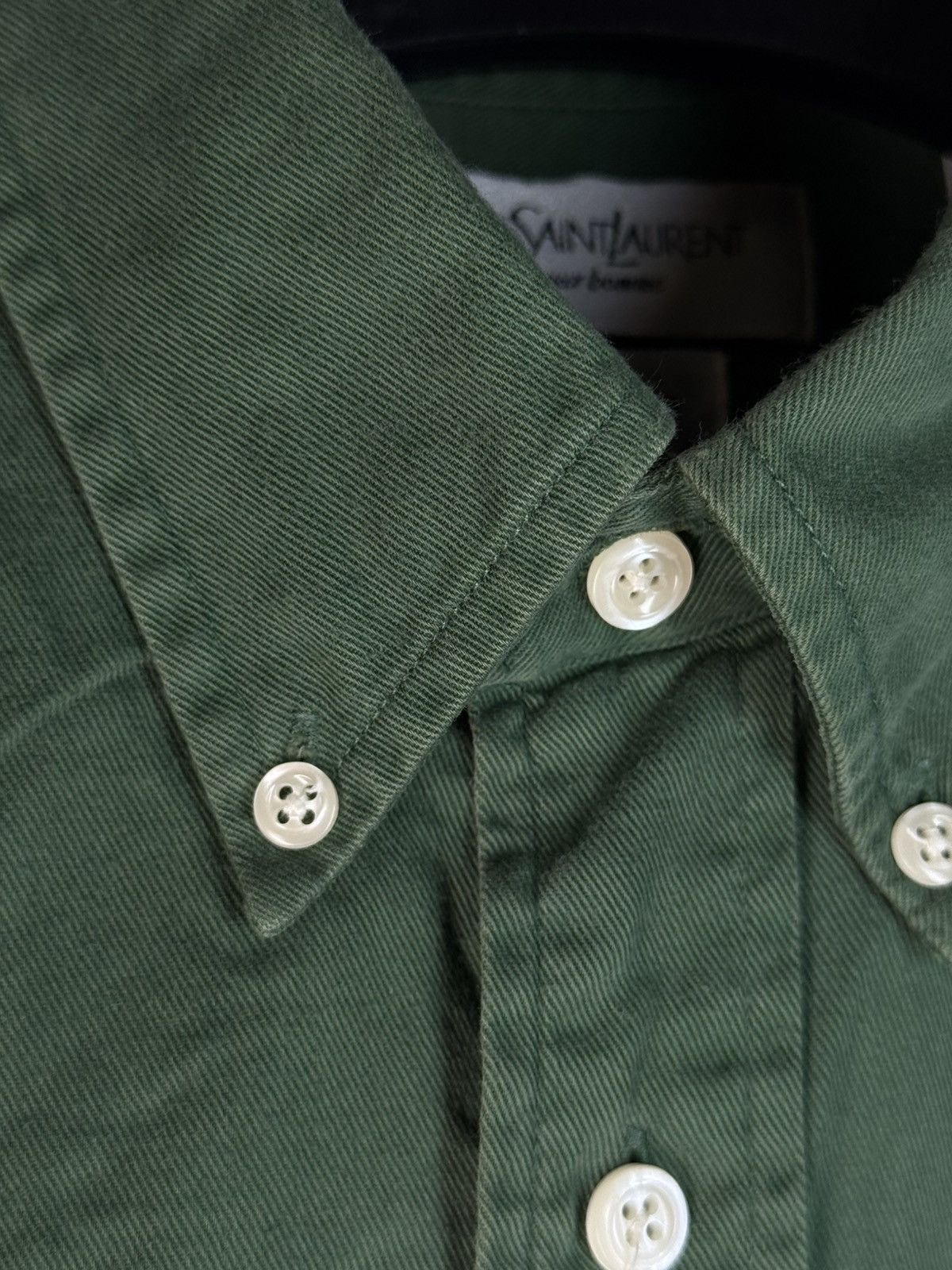 Yves Saint Laurent Green YSL Shirt Heavy Cotton YSL Denim Shirt Overshirt Size US M / EU 48-50 / 2 - 7 Thumbnail