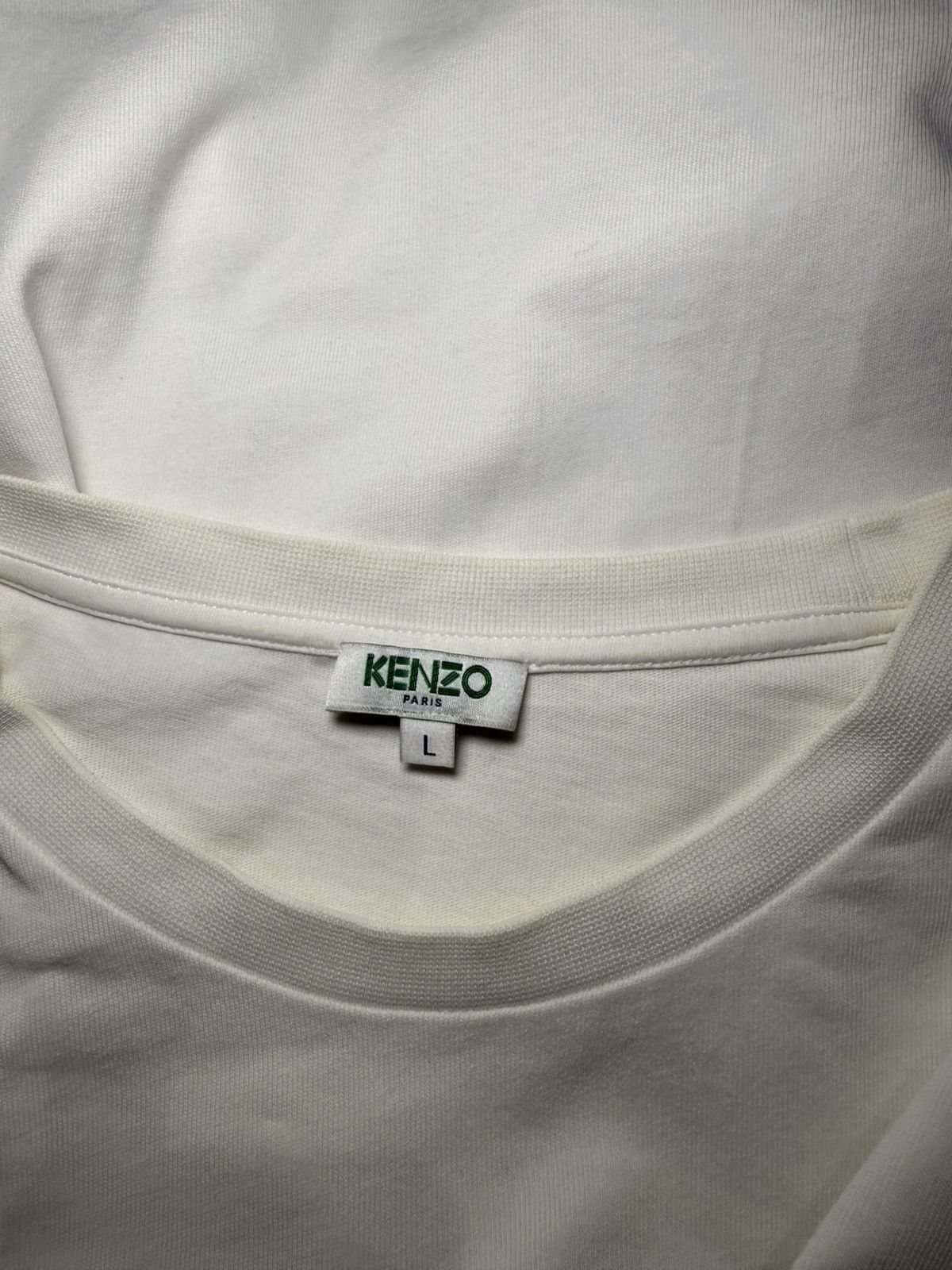 Kenzo Kenzo White Jersey Sequin Logo T-Shirt Large Size L / US 10 / IT 46 - 3 Thumbnail
