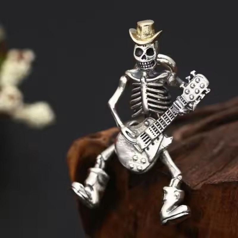 Jewelry Gothic Skull Guitar Pendant Necklace Size ONE SIZE - 3 Thumbnail