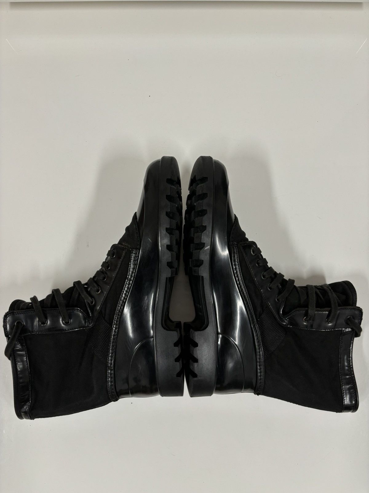 Burberry Prorsum Leather-Canvas Mono Black Lace-Up Rubber High Boots Shoes 44 Size US 11.5 / EU 44-45 - 8 Thumbnail