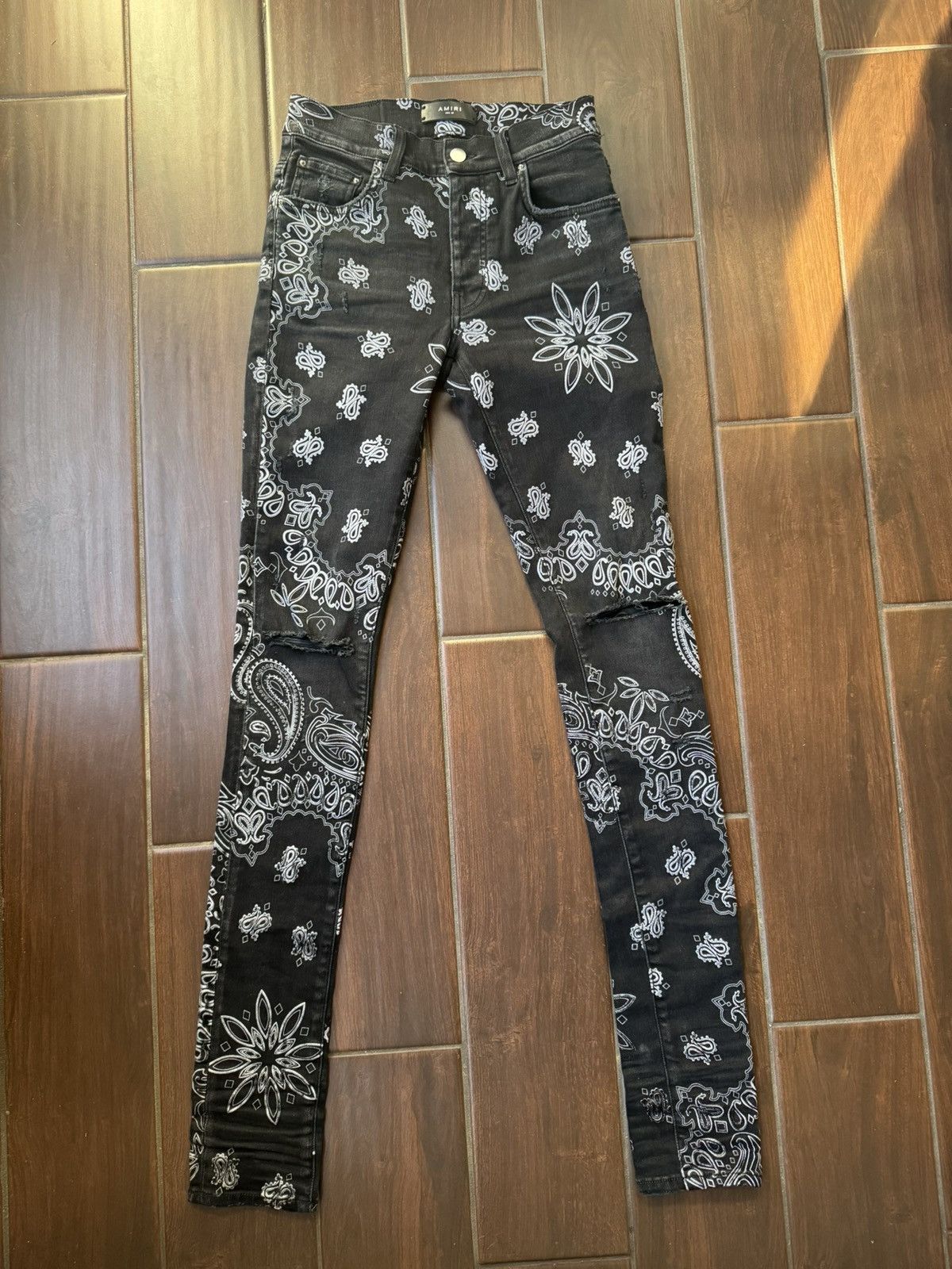 Amiri Bandana Paisley Denim Jeans Black