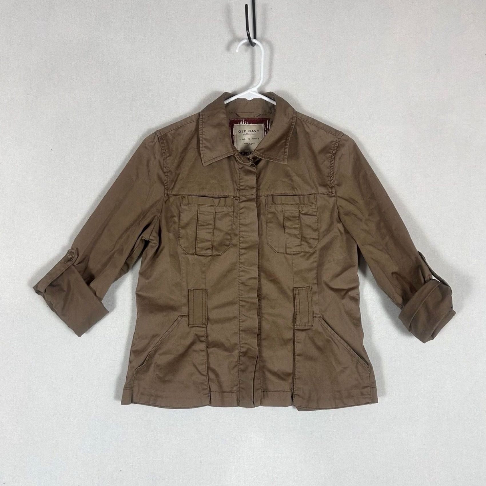Old Navy Old Navy Jacket Womens M Tan Corduroy Long Sleeve Button Collared Casual Belted Size M / US 6-8 / IT 42-44 - 2 Thumbnail