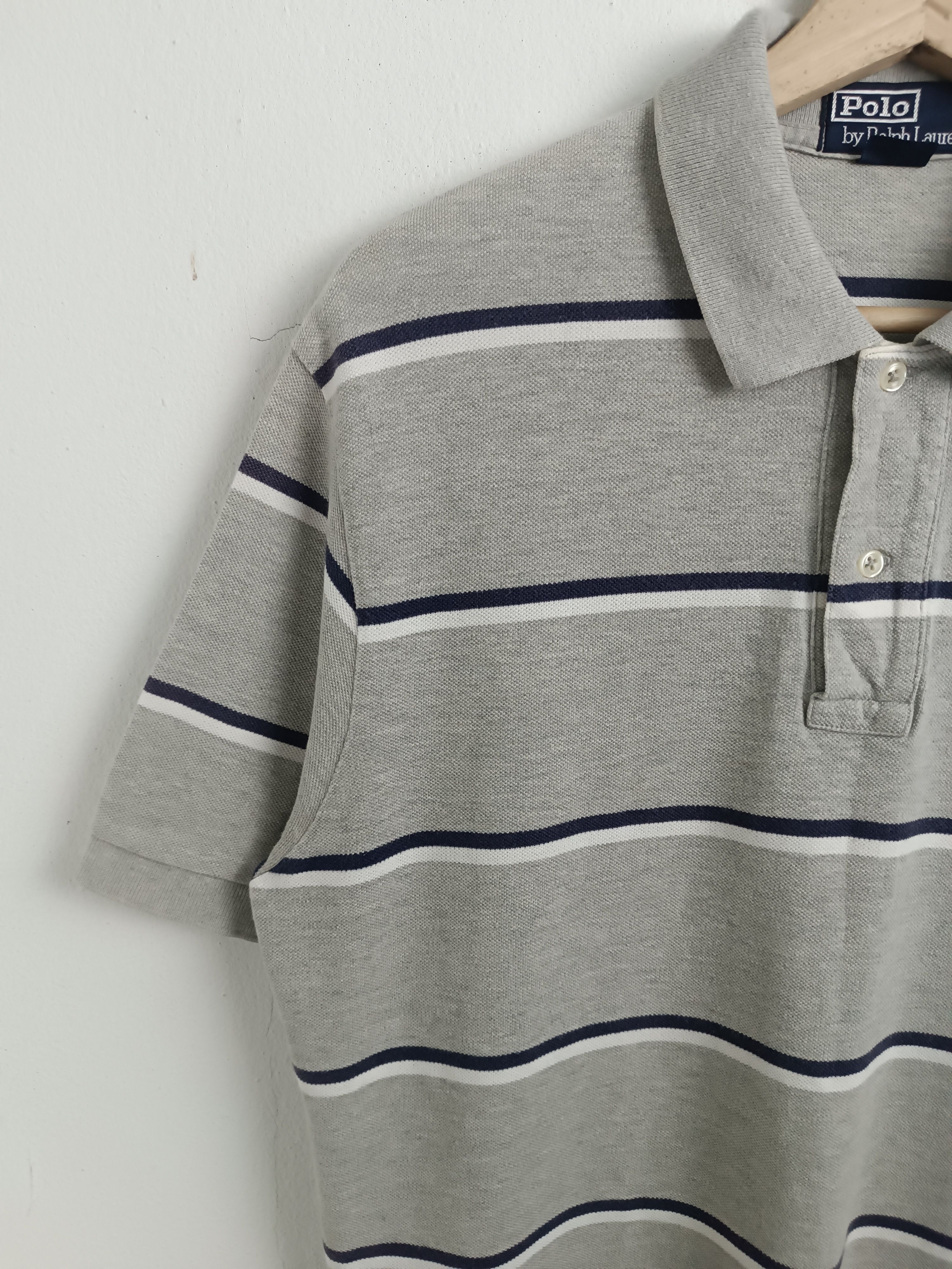 Polo Ralph Lauren VINTAGE POLO RALPH LAUREN STRIPES TEE GRAY VERY RARE Size US L / EU 52-54 / 3 - 5 Thumbnail