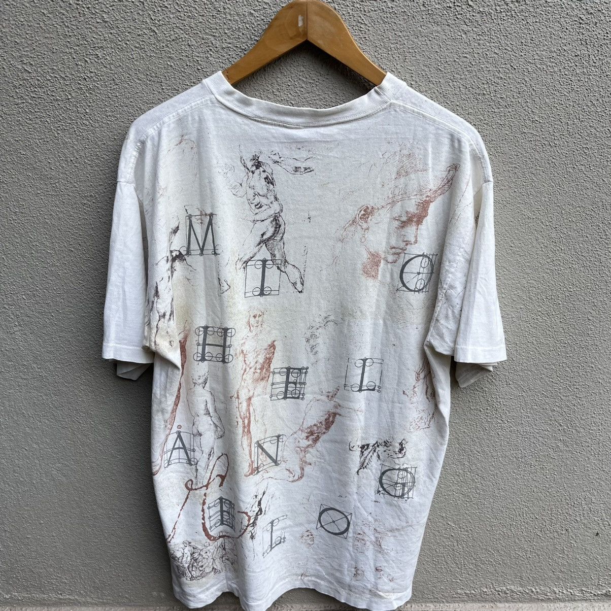 Vintage Vintage 90s MICHELANGELO art all over print tee artwork Size US XL / EU 56 / 4 - 3 Thumbnail