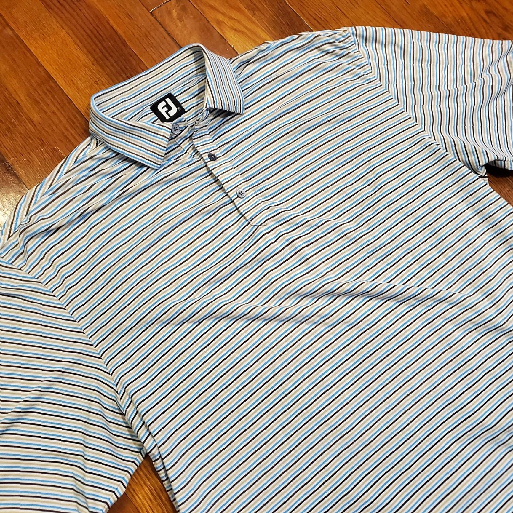 Footjoy FootJoy Polo Shirt Mens XL Striped Golf Performance Lightweight Breathable Moisture Wicking Size US XL / EU 56 / 4 - 2 Thumbnail