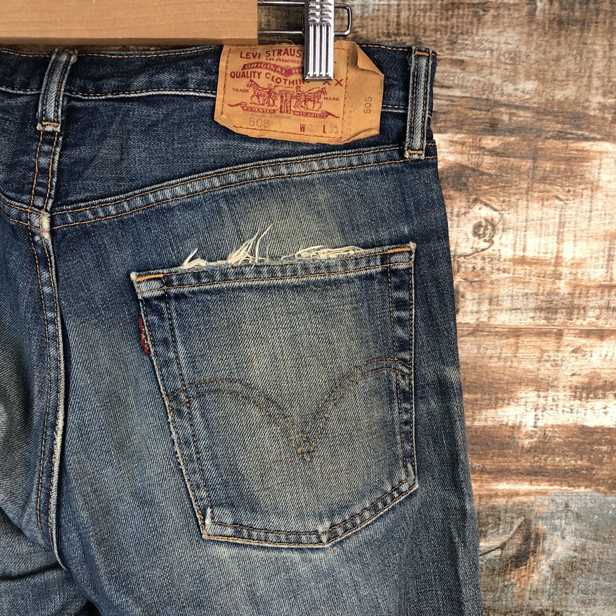 Levi's 505 Levis Blue ripped distressed Denim Pants #1410 Size US 32 / EU 48 - 17 Thumbnail