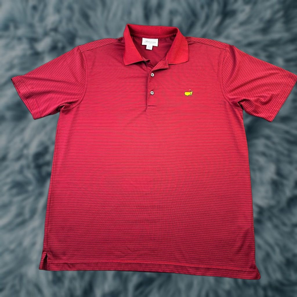 Vintage Masters Polo Shirt Mens L Red Striped Golf Performance Augusta National Adjustable Collar Short Sleeve Polo Size US L / EU 52-54 / 3 - 1 Thumbnail