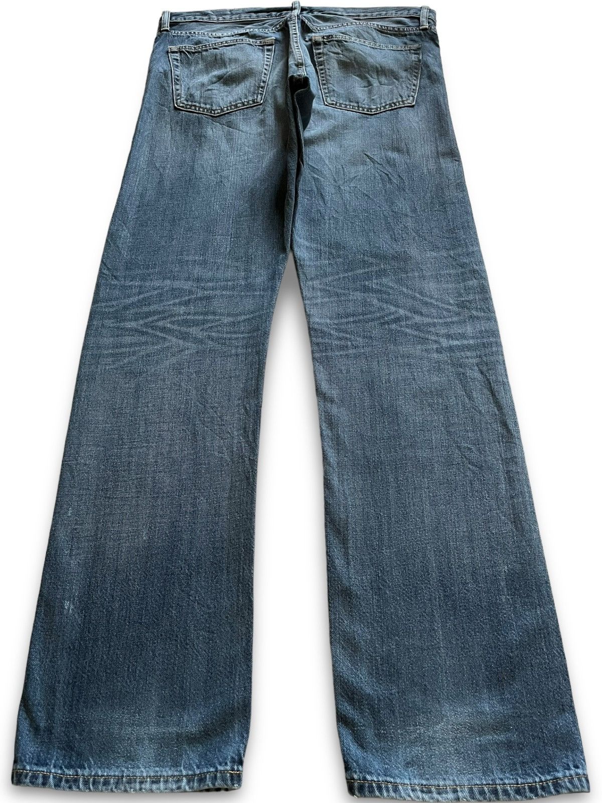 Japanese Brand × Uniqlo Vintage Japanese Uniqlo Selvedge Distressed Loose Blue Jeans Size US 35 - 3 Thumbnail