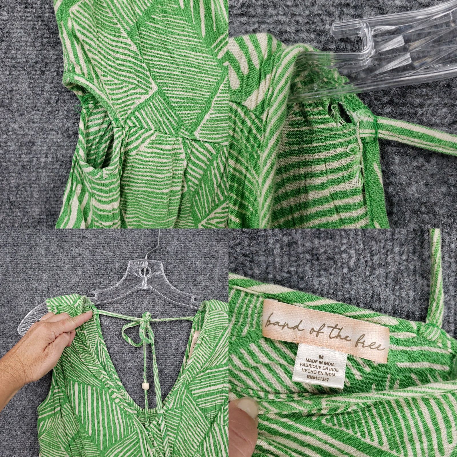 Vintage Band The Free Jumpsuit Women M Green Sleeveless V-Neck Wide-Leg One-Piece Casual Size 32" / US 10 / IT 46 - 9 Thumbnail